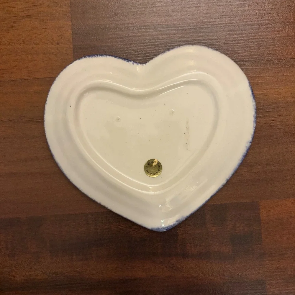 Heart Shaped Trinket Dish Bluebonnet Flower Ceramic Brookwood Community Handmade